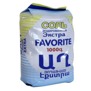 Կերակրի աղ Favorite յոդացված 1000գ