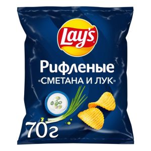 Չիպս Lays ալիքաձև թթվասերի և սոխի համով 70գ