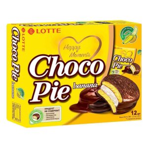 Թխվածքաբլիթ ChocoPie Lotte բանանի համով 12հատ 336գ