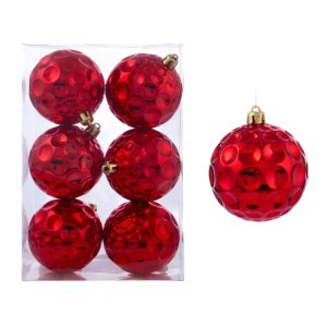 Տոնածառի խաղալիք կարմիր 6 հատ