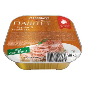 Պաշտետ նուրբ Главпродукт հավի լյարդից առանց խոզի մսի 95 գր