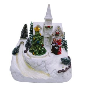 Սուրբ Ծննդյան դեկորատիվ տուն տոնածառով, լույսերով